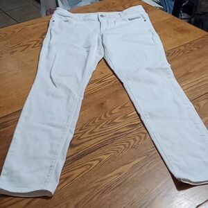 OLD NAVY Womens 10 WHITE Denim Pants Preowned SKINNY ? MID RISE